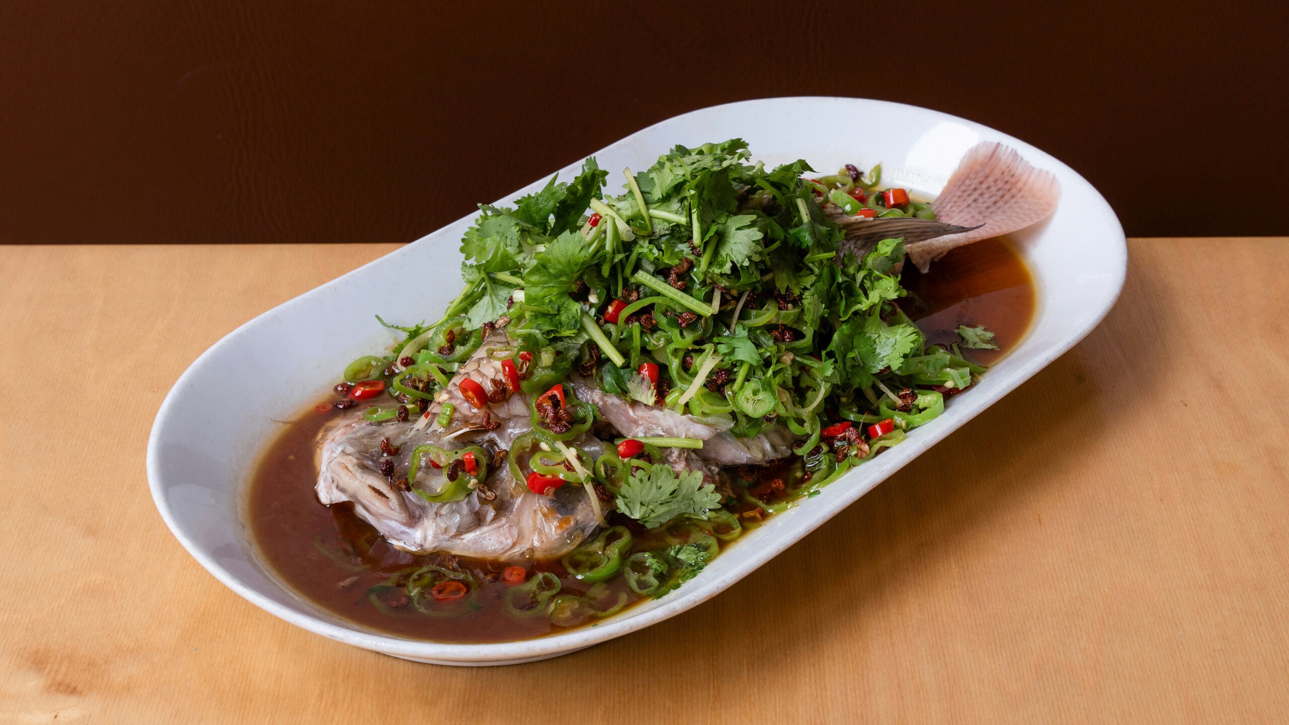 Steamed Whole Fish with Asian Chili (bone-in, for 2)