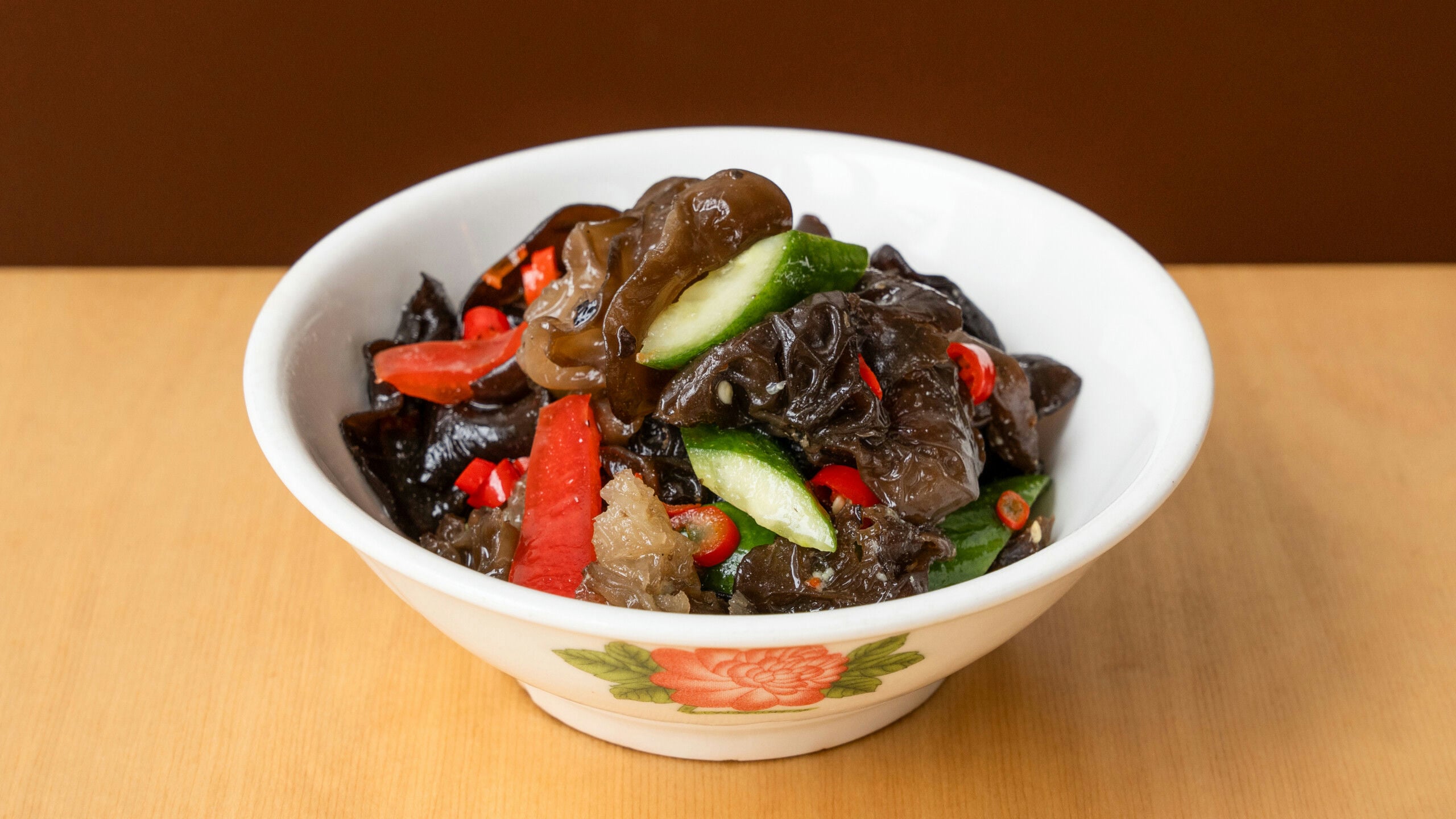 Wood Ears with Pickled Peppers and Cucumber